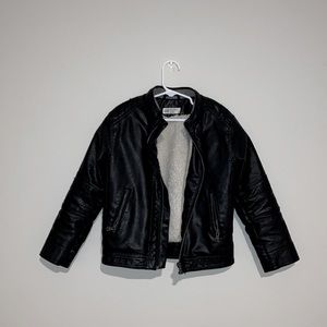 H&M faux leather, shearling lined moto jacket.